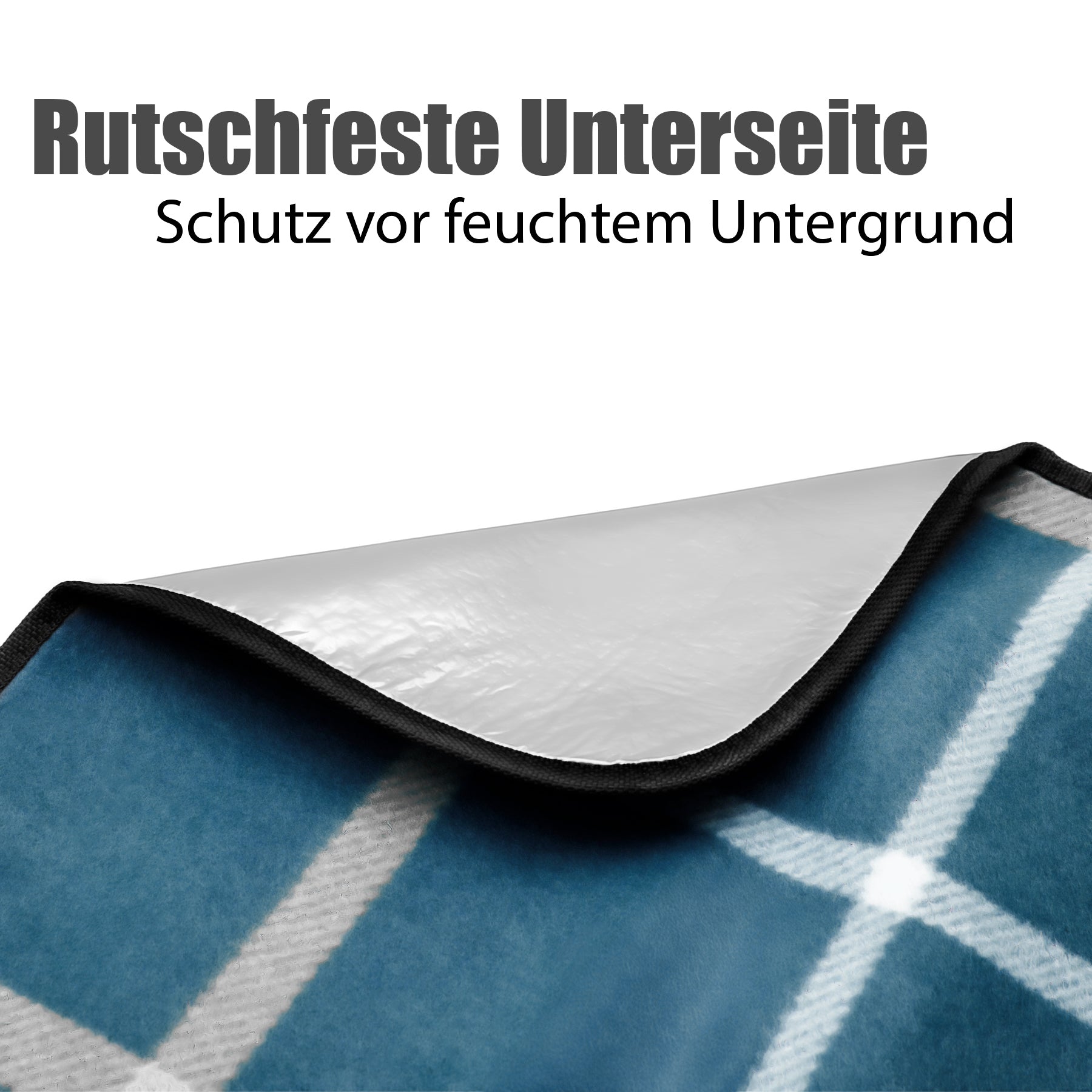 BigDean Garten Picknickdecke 200x200 cm Karo Hell wasserabweisend