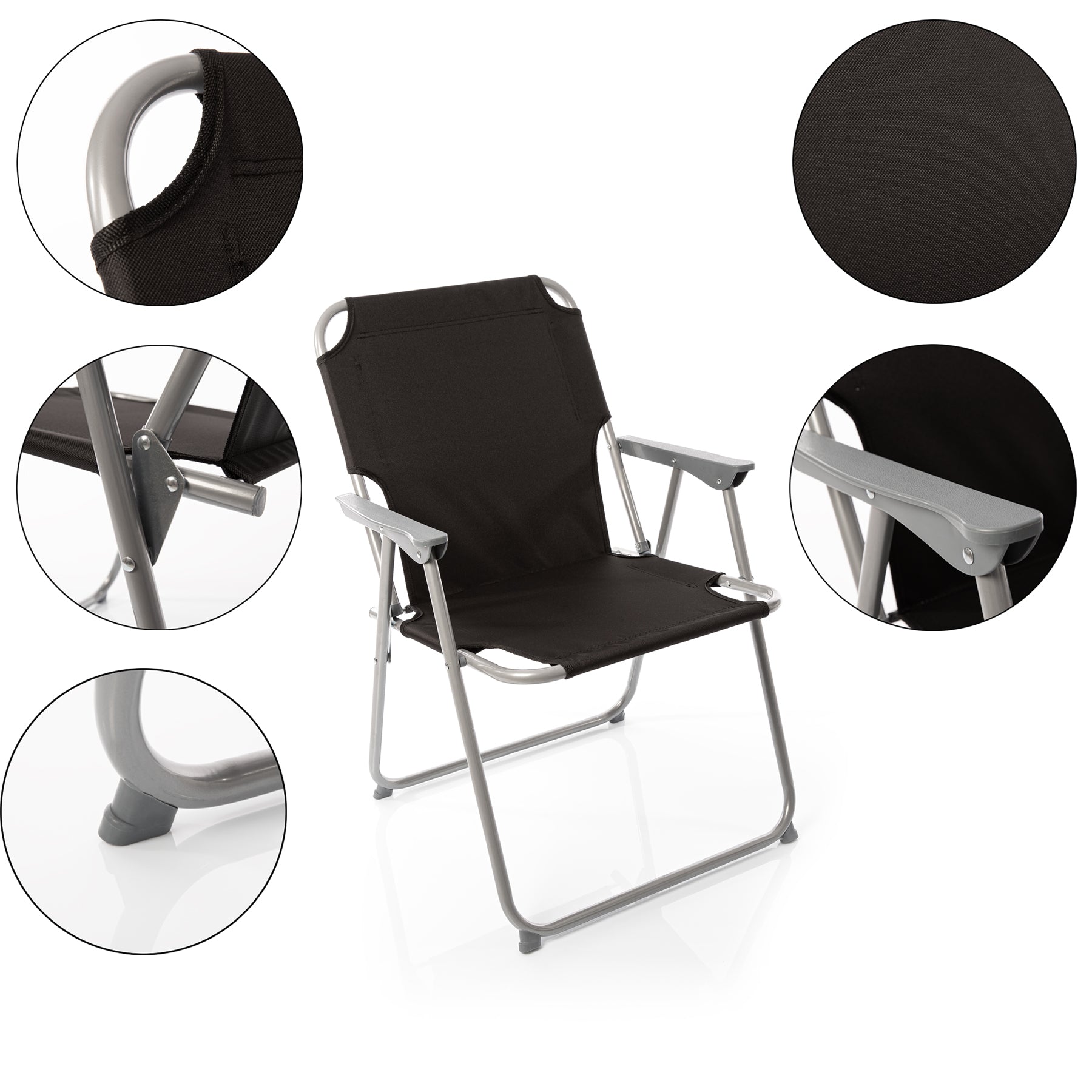BigDean Garten Klappstuhl Campingstuhl schwarz 120 kg