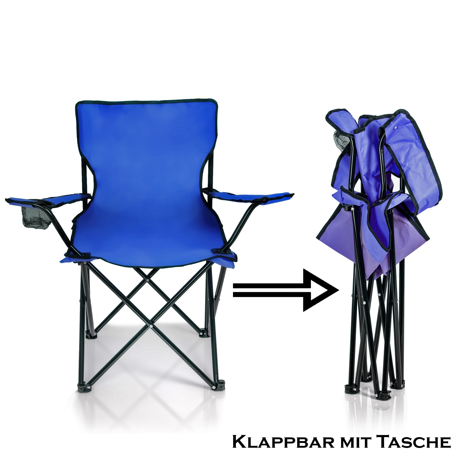 BigDean Garten Faltstuhl Campingstuhl blau 2er Set 120kg
