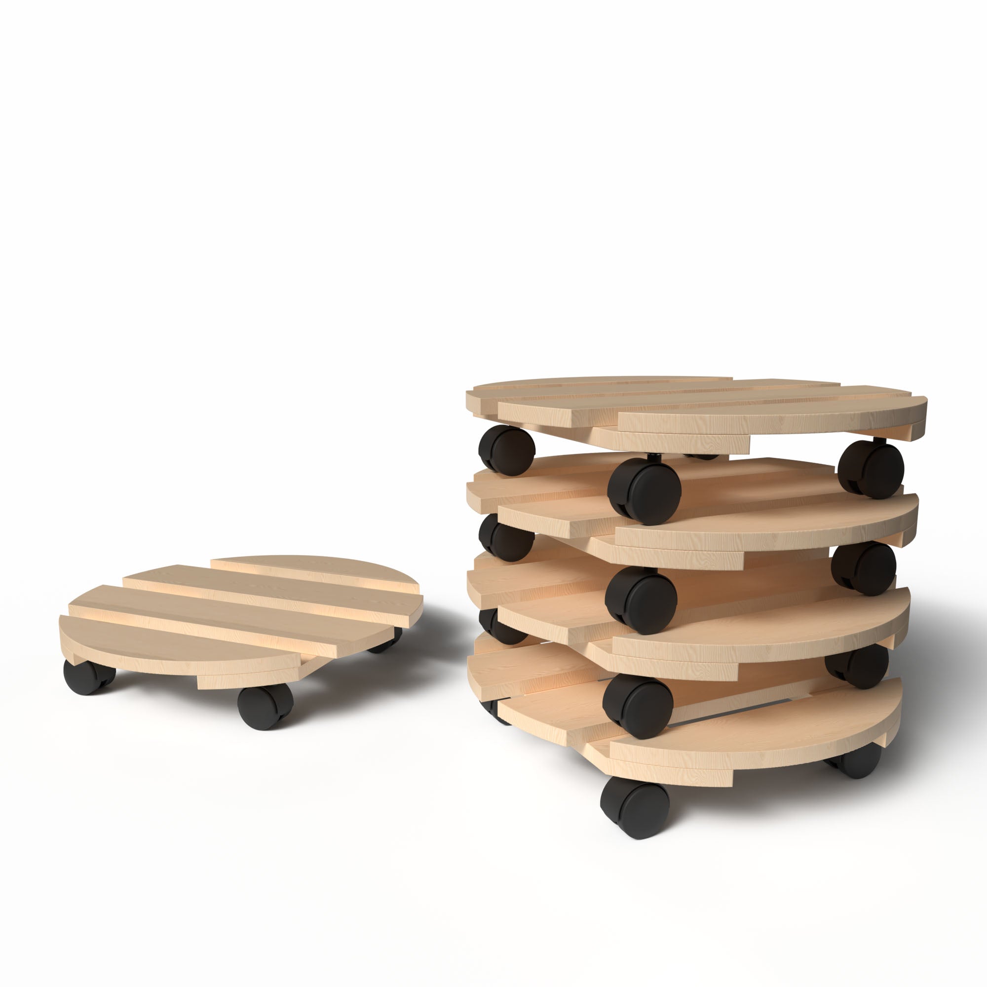 BigDean Pflanzenroller Holz Rund 30cm 5er Set 120kg