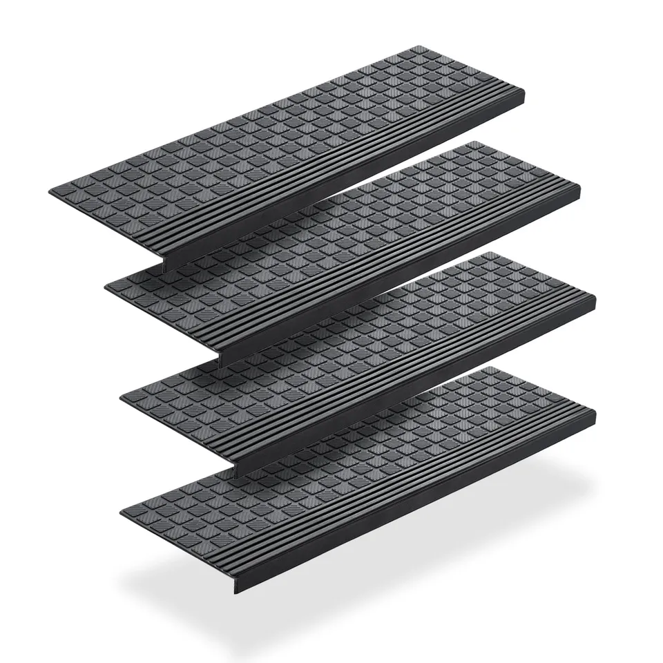BigDean Haushalt Stufenmatten Gummi 65x25cm 4er Set schwarz