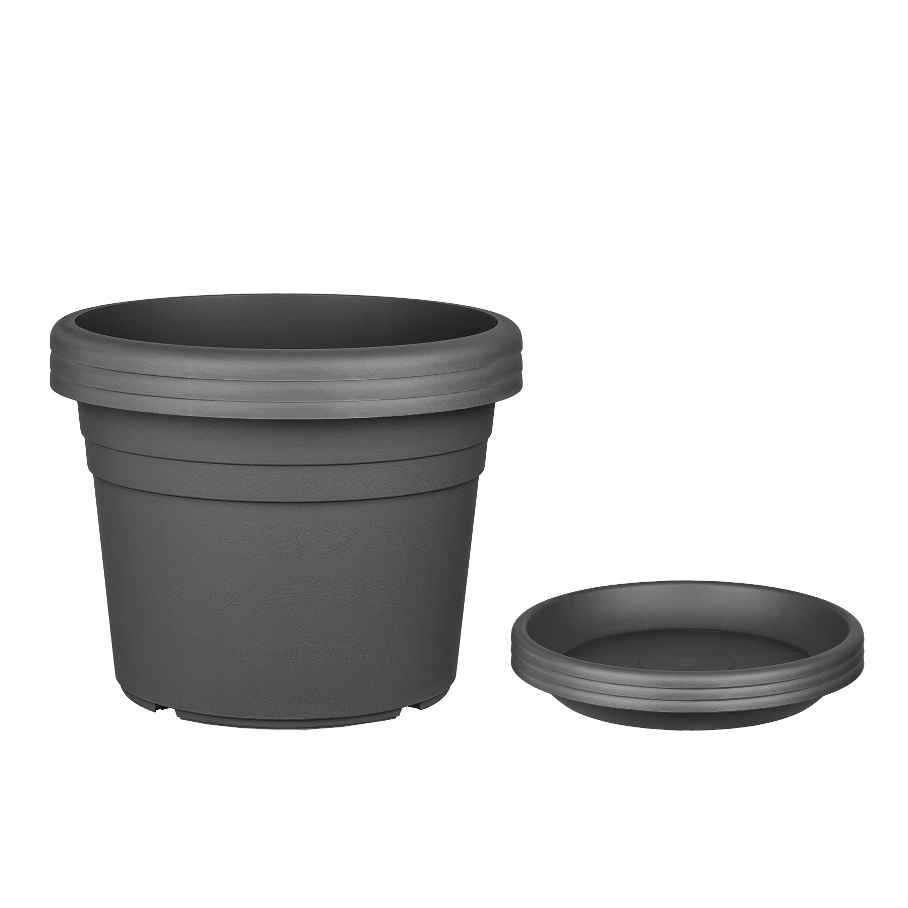 BigDean Blumentopf 20 cm anthrazit 3er Set Untersetzer