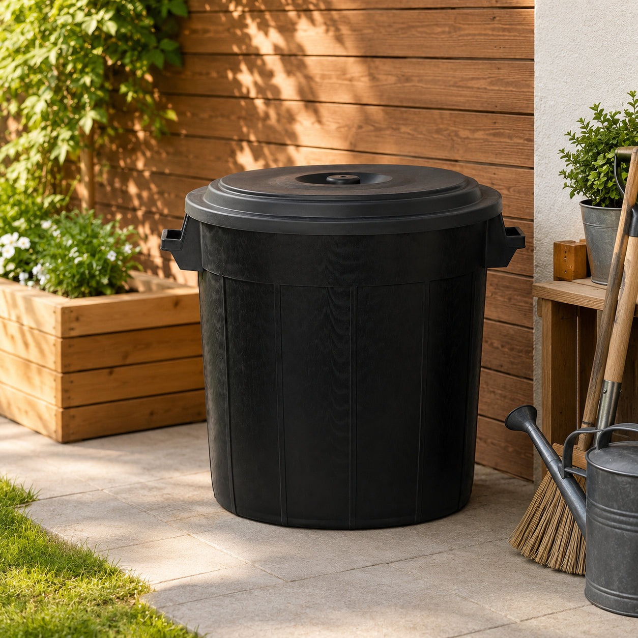 BigDean Haushalt Universaltonne 50 Liter Schwarz mit Deckel