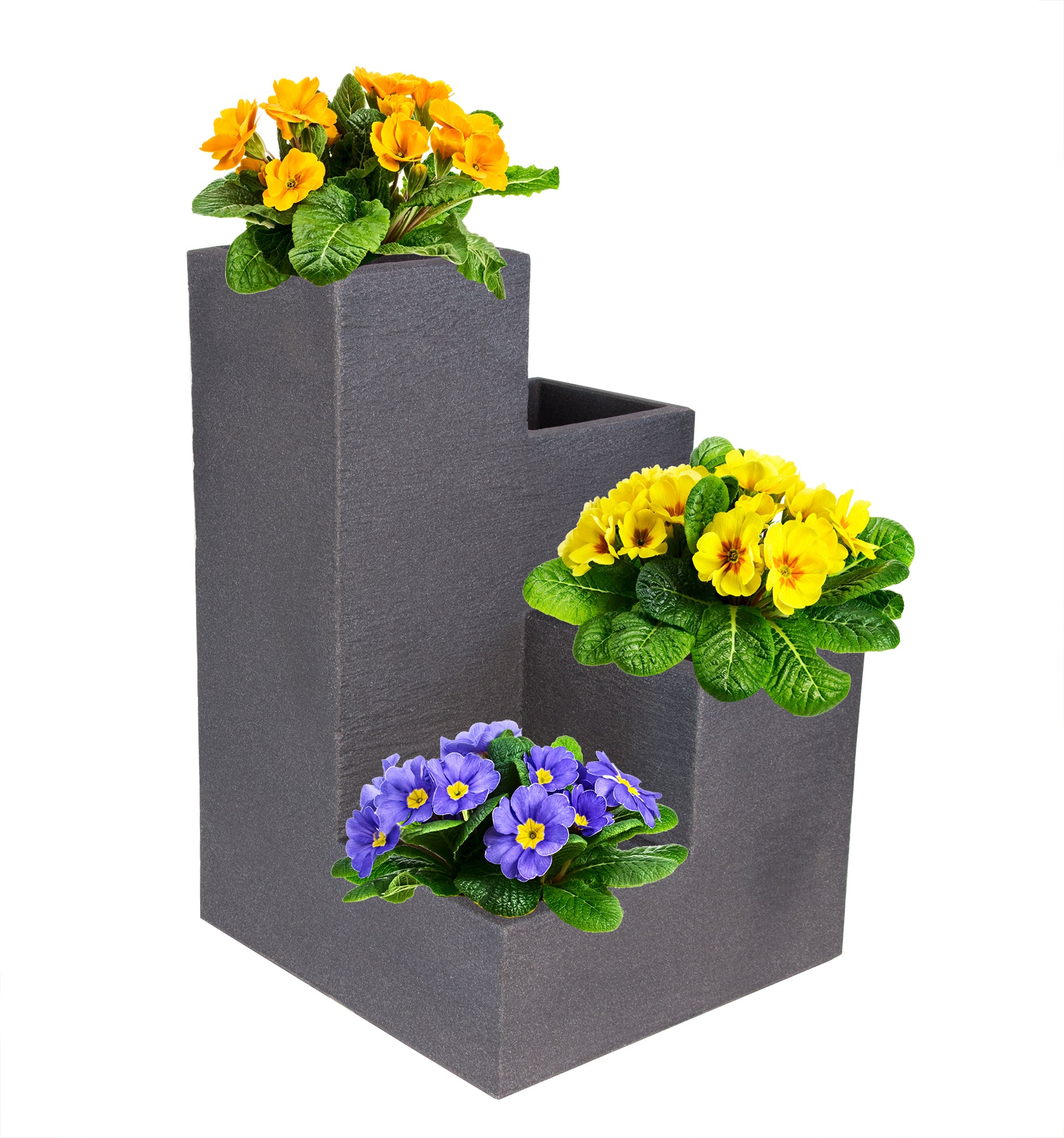 BigDean Blumentreppe Granit-Optik 60x40 anthrazit Hochbeet