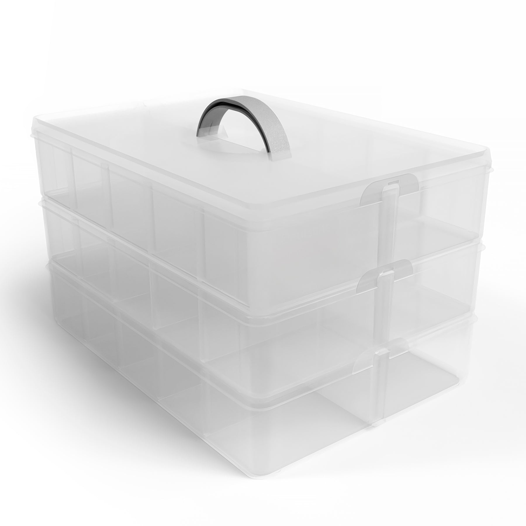 BigDean Aufbewahrung Sortierbox Transparent 21 Fächer mit Griff