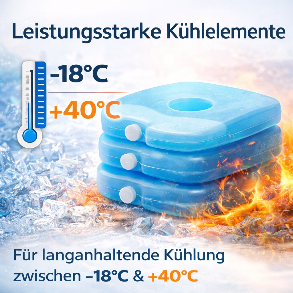 BigDean Kühlbox 24L Blau-Weiß Set mit 6 Kühlakkus