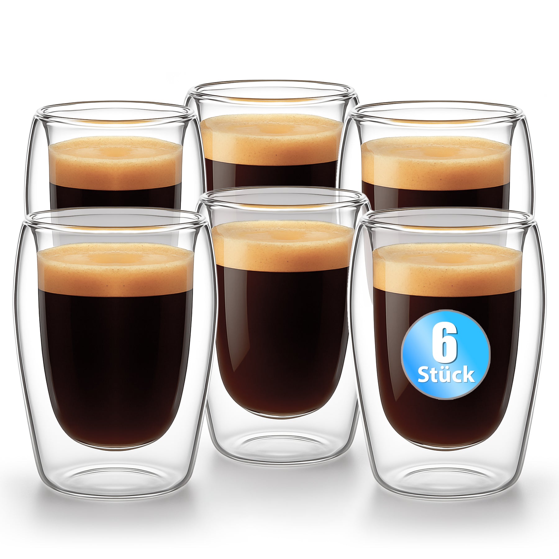 BigDean Espressogläser 80ml doppelwandig 6er Set Glas
