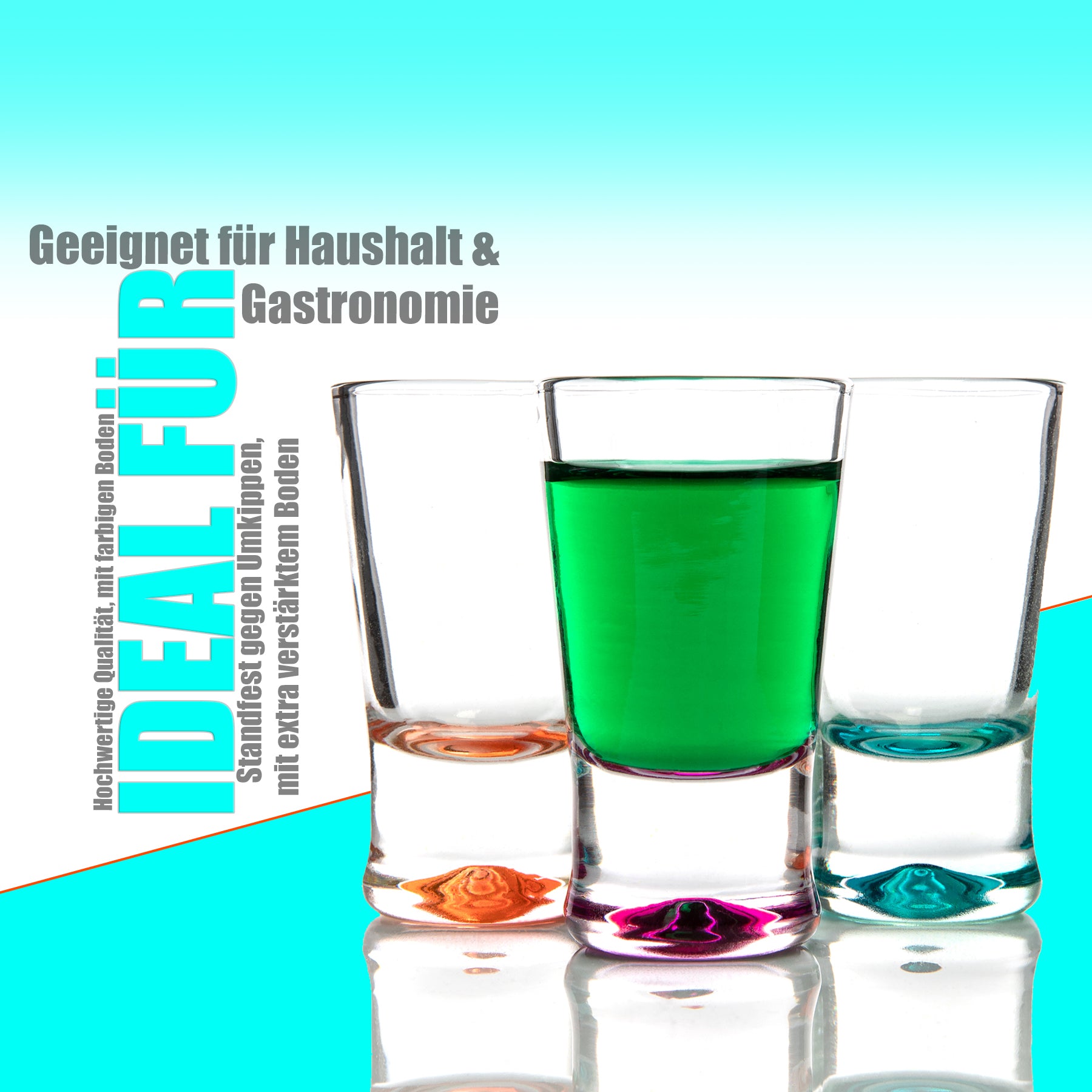 BigDean Küche & Vorrat 48x Schnapsglas 2cl farbig Glas