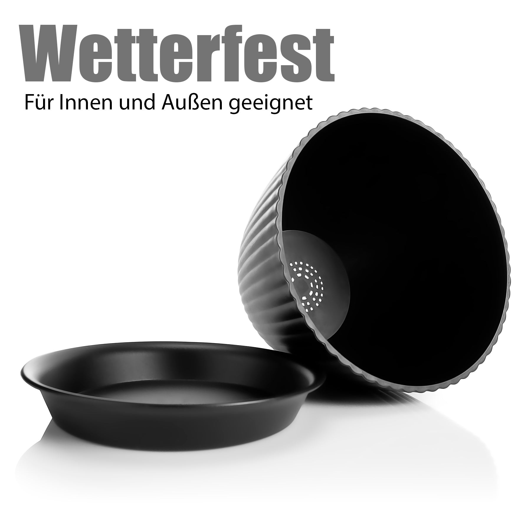 BigDean Garten Blumentopf Set 8er Anthrazit mit Untersetzer