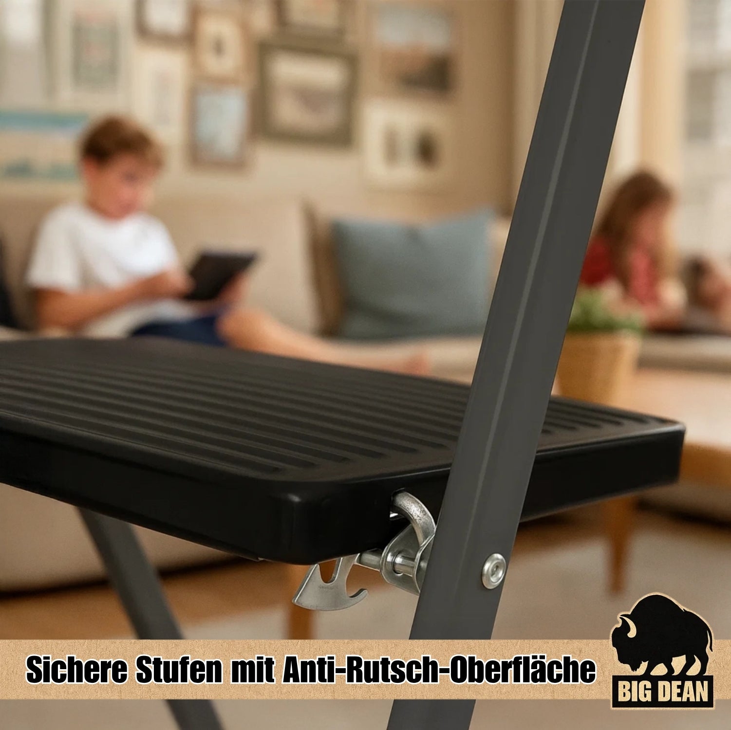 BigDean Haushalt Trittleiter 3 Stufen klappbar TÜV 150 kg
