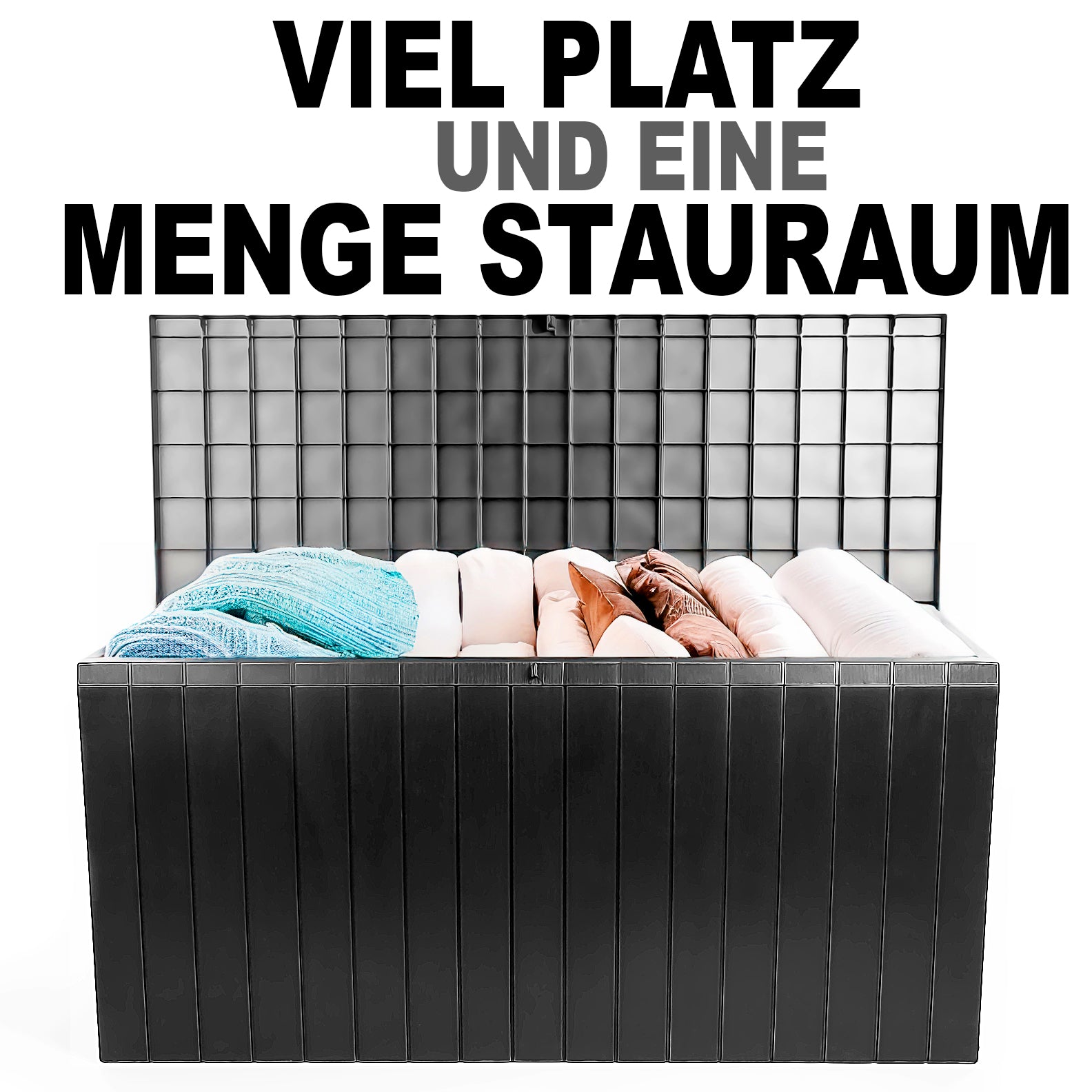BigDean Gartenbox 270 L mit Rollen wetterfest Auflagenbox