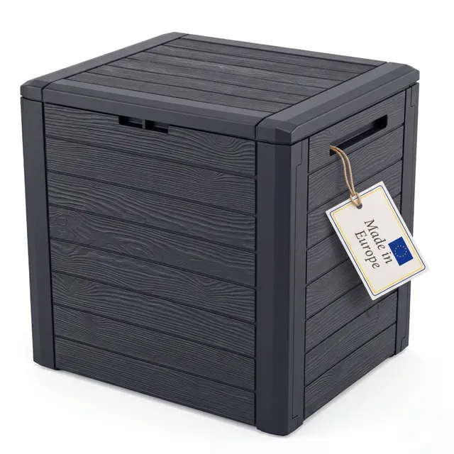 BigDean Gartenbox 140 Liter Auflagenbox Holzoptik klein
