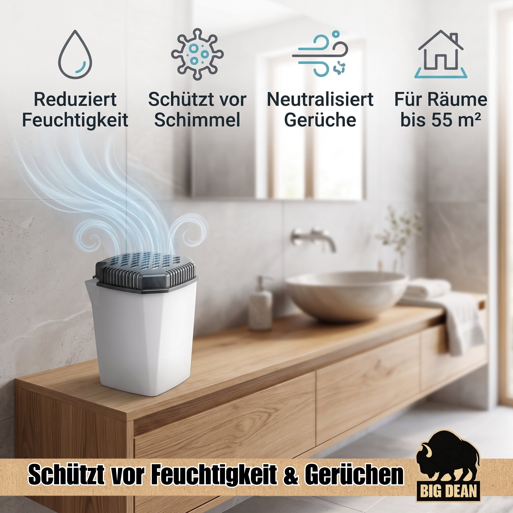 BigDean Bad Luftentfeuchter 4x680ml mit 4x Nachfüllpack