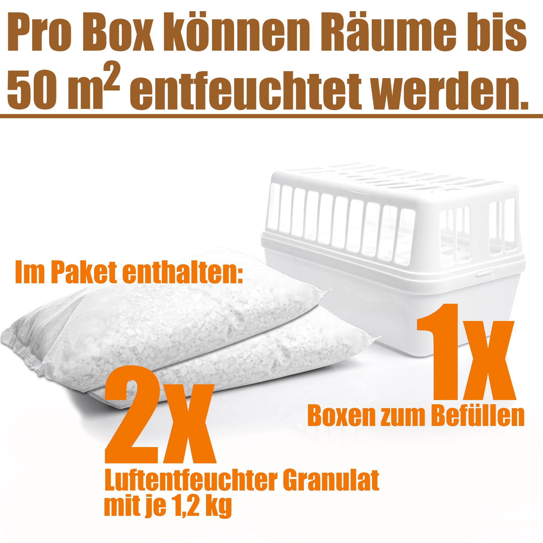 BigDean Luftentfeuchter Box 1,2kg nachfüllbar 2x Granulat
