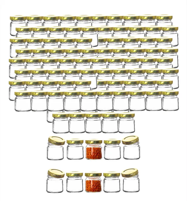 BigDean Marmeladengläser 53ml 100x mit Schraubdeckel Mini