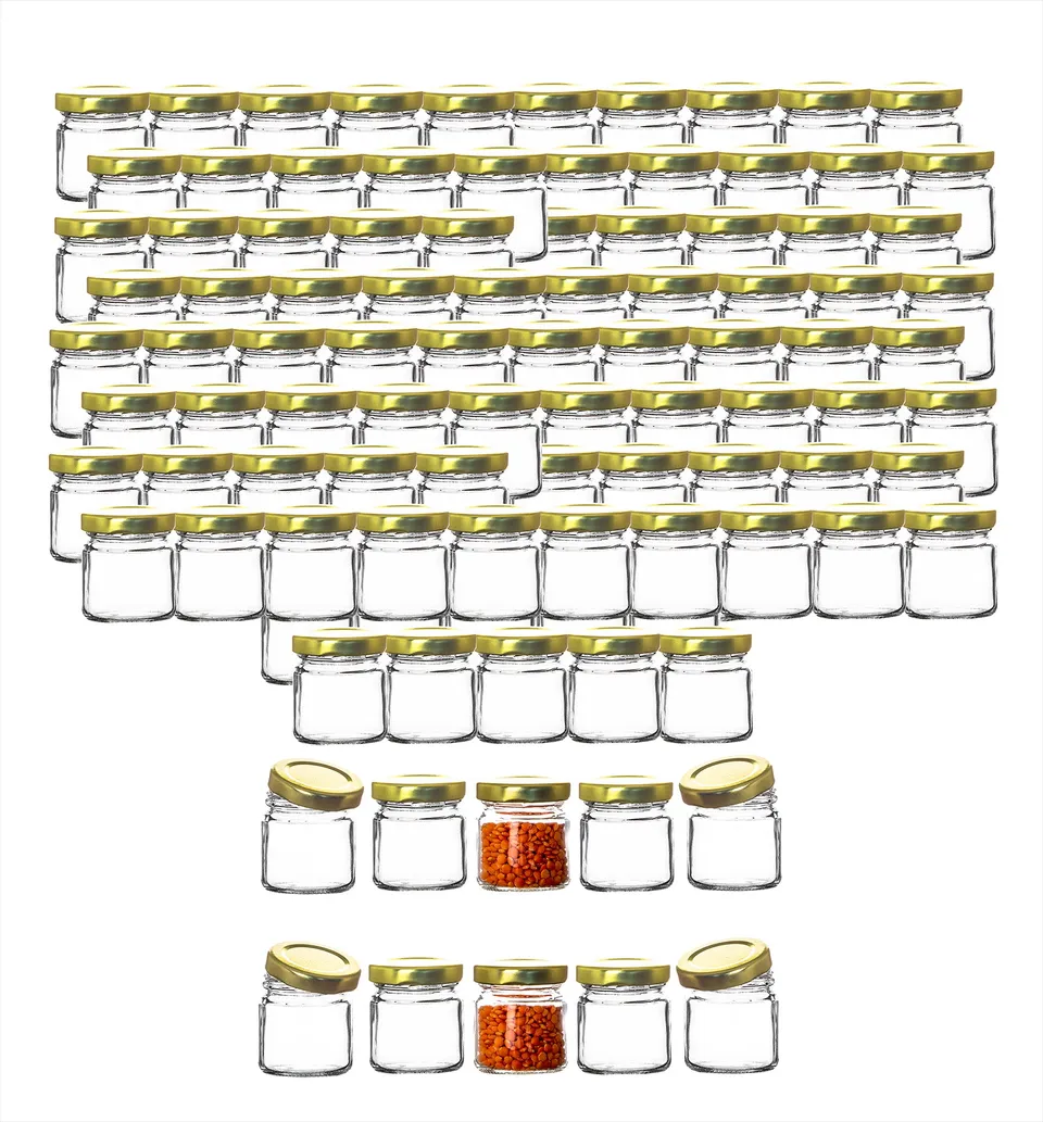 BigDean Marmeladengläser 53ml 100x mit Schraubdeckel Mini