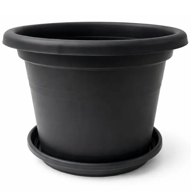BigDean Blumentopf 20cm anthrazit mit Untersetzer 1 Stück