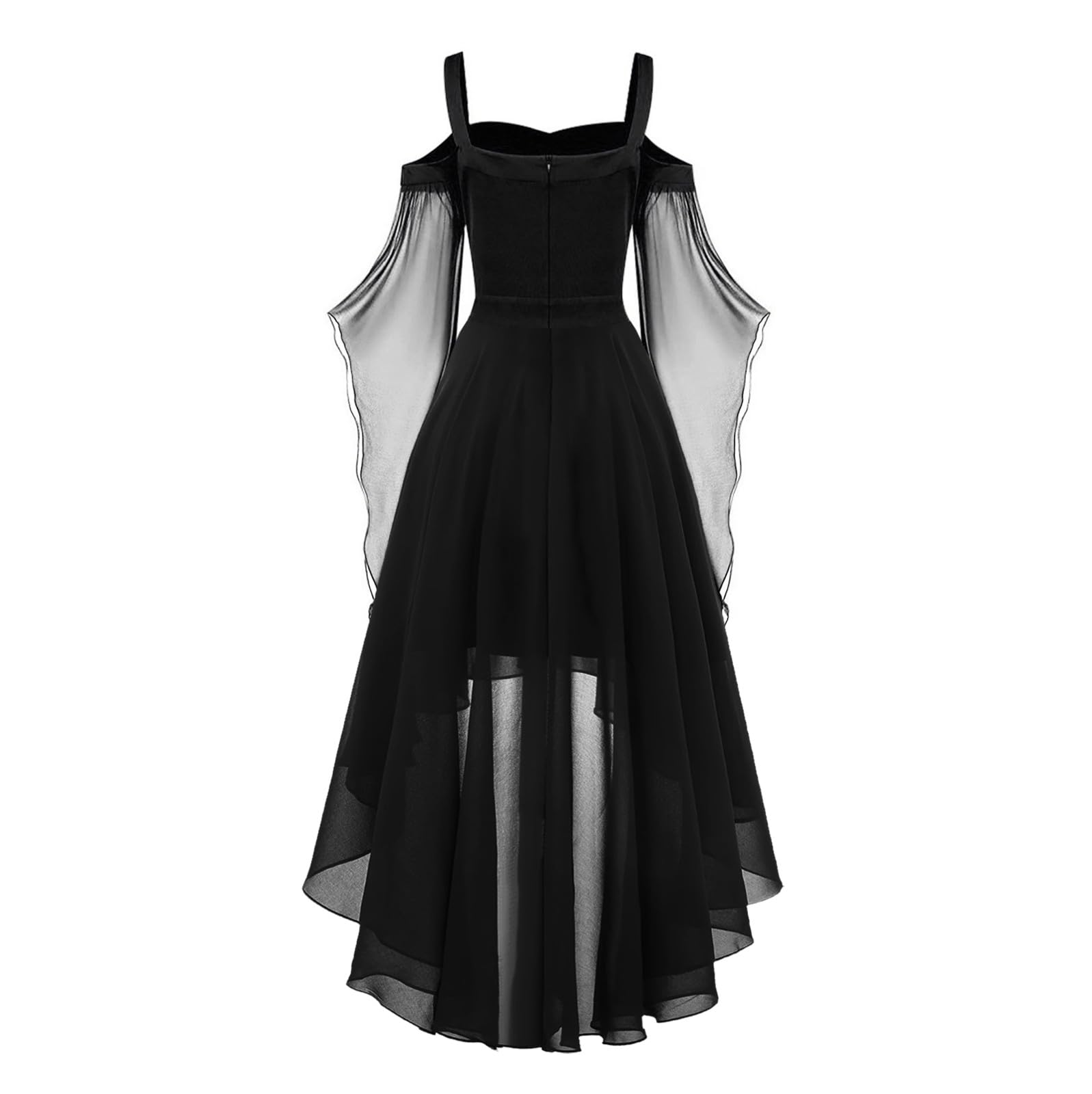 Luadnysin Dresses Halloween Kleid Gothic Schulterfrei Schwarz
