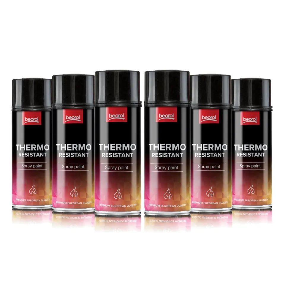 Thermolack Ofenlack 400 ml schwarz matt hitzebeständig 6x