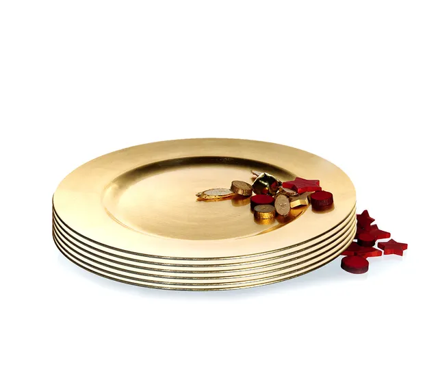 BigDean Haushalt Platzteller Gold 33cm Kunststoff 6er Dekoteller