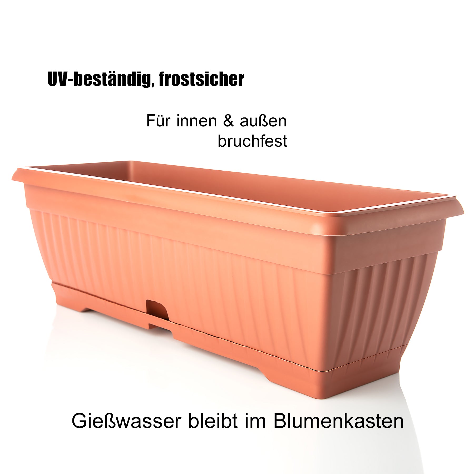 BigDean Blumenkasten Terracotta 50 cm mit Untersetzer