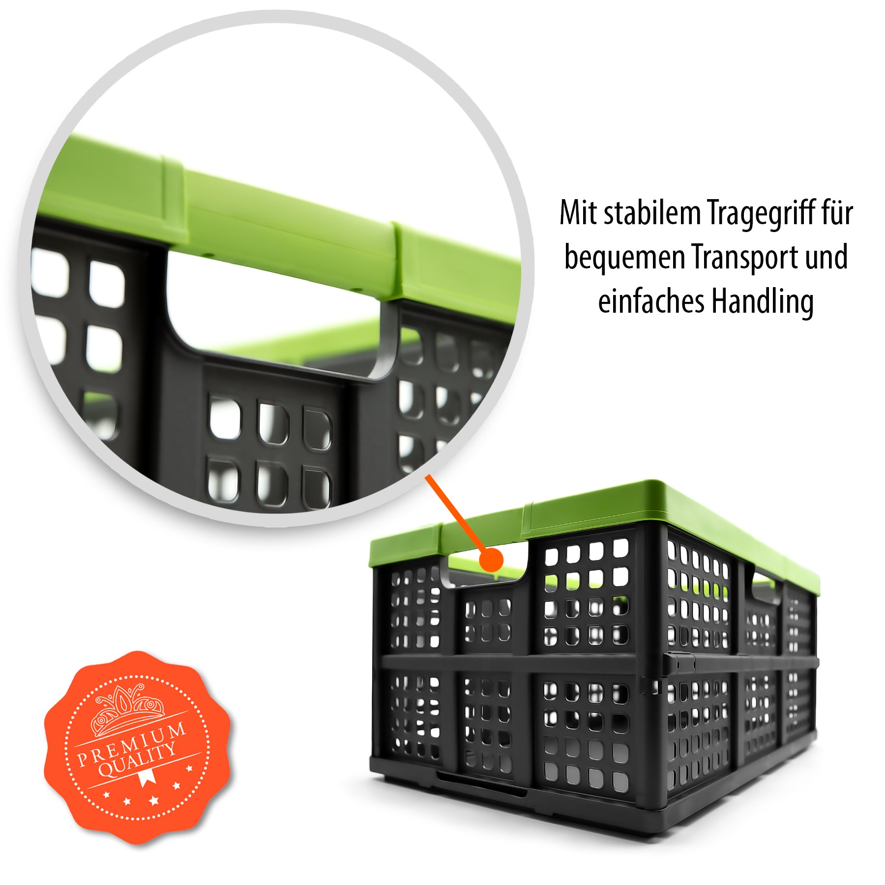 BigDean Klappbox faltbar anthrazit Einkaufskiste 4er Set