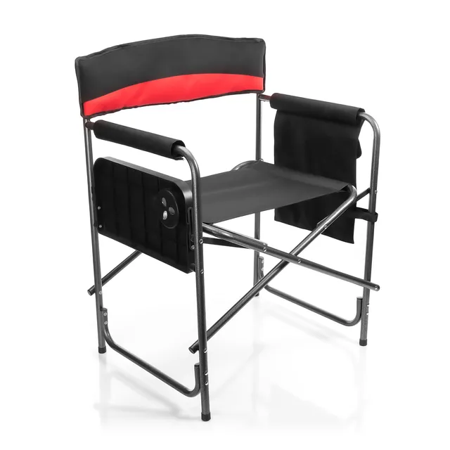 BigDean Garten Campingstuhl 150 kg Schwarz-Rot Klappbar