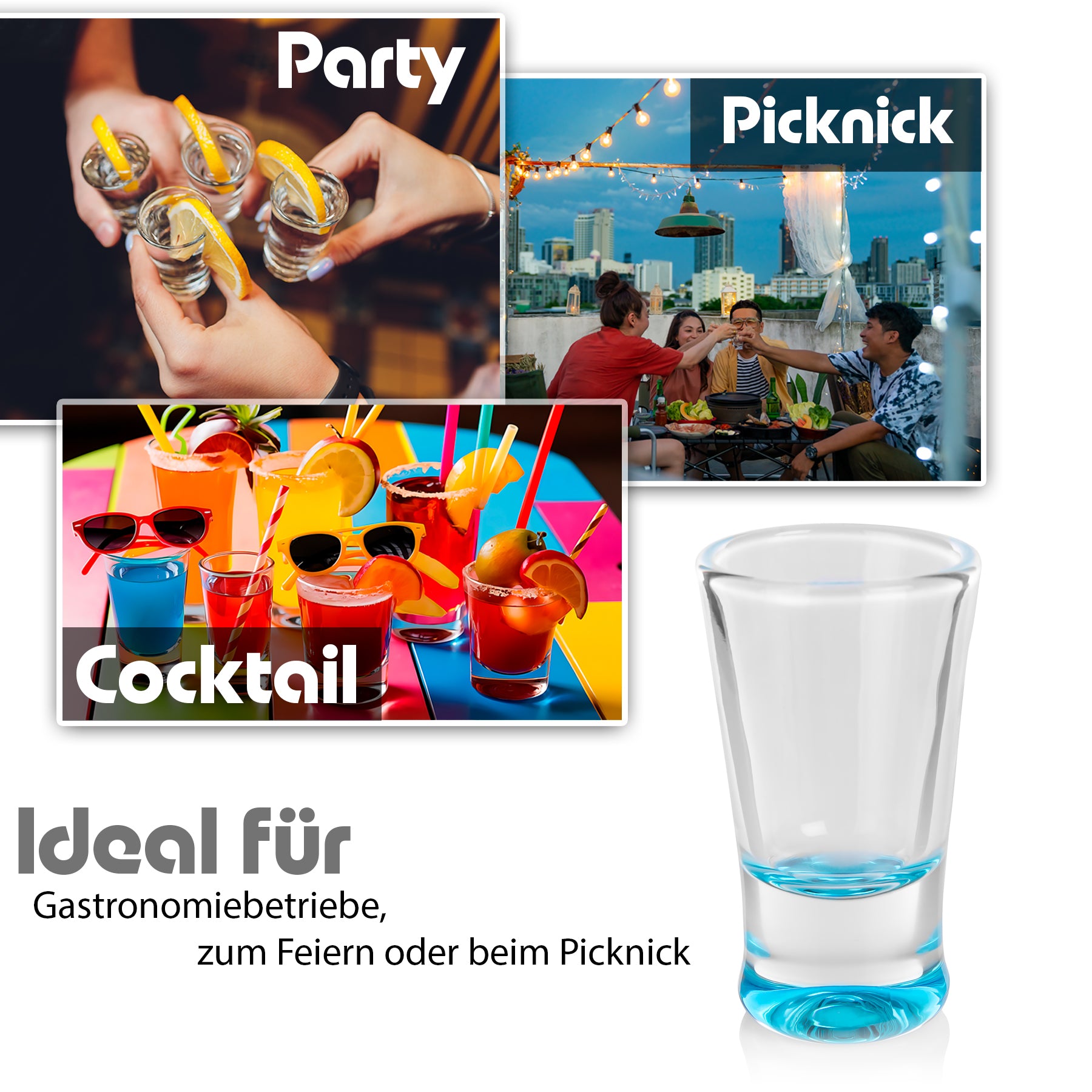 BigDean Schnapsgläser 2cl farbig 12 Stück Geschenkbox