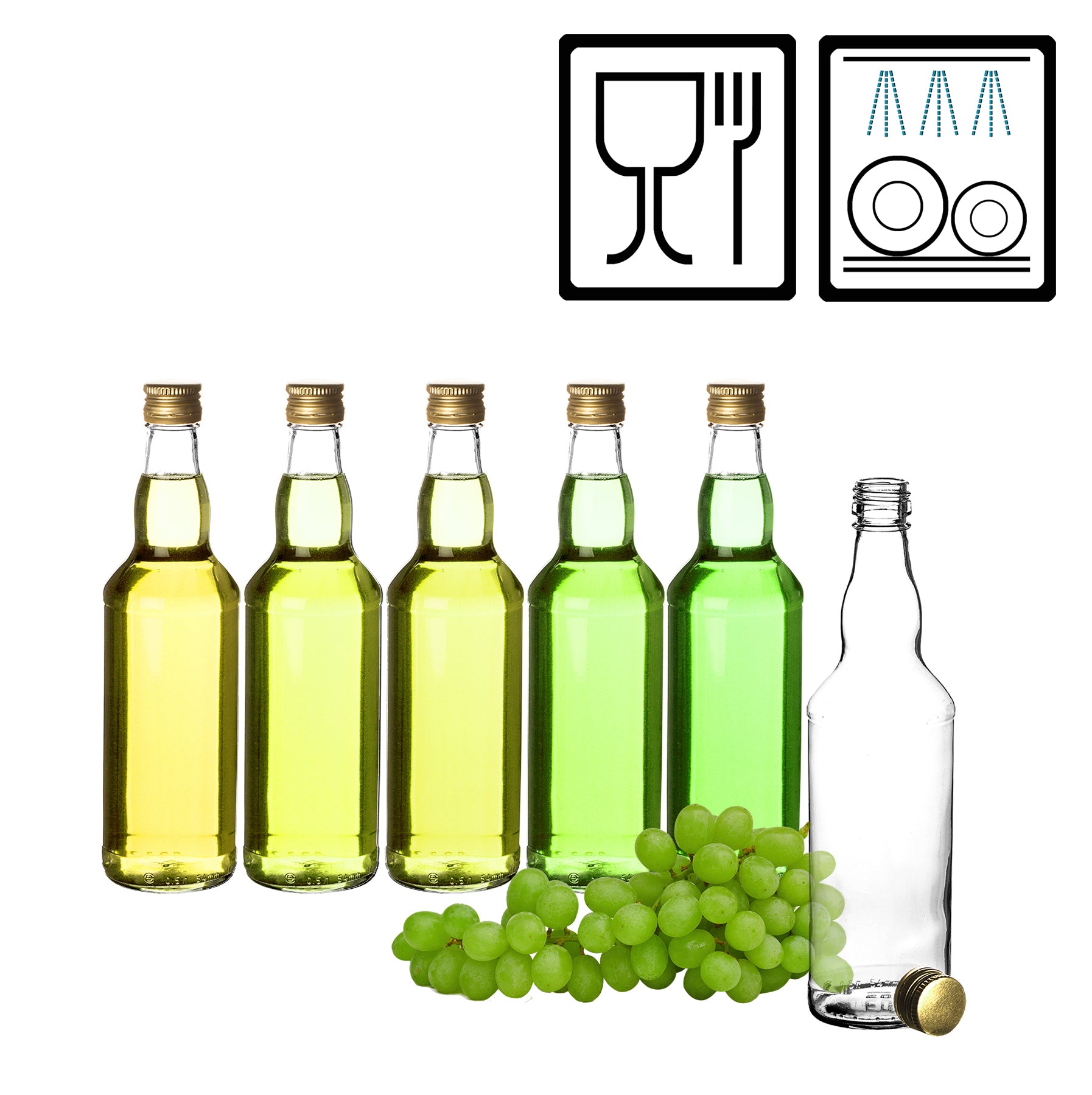 BigDean Küche & Vorrat Glasflasche 500ml Gold 6er Set