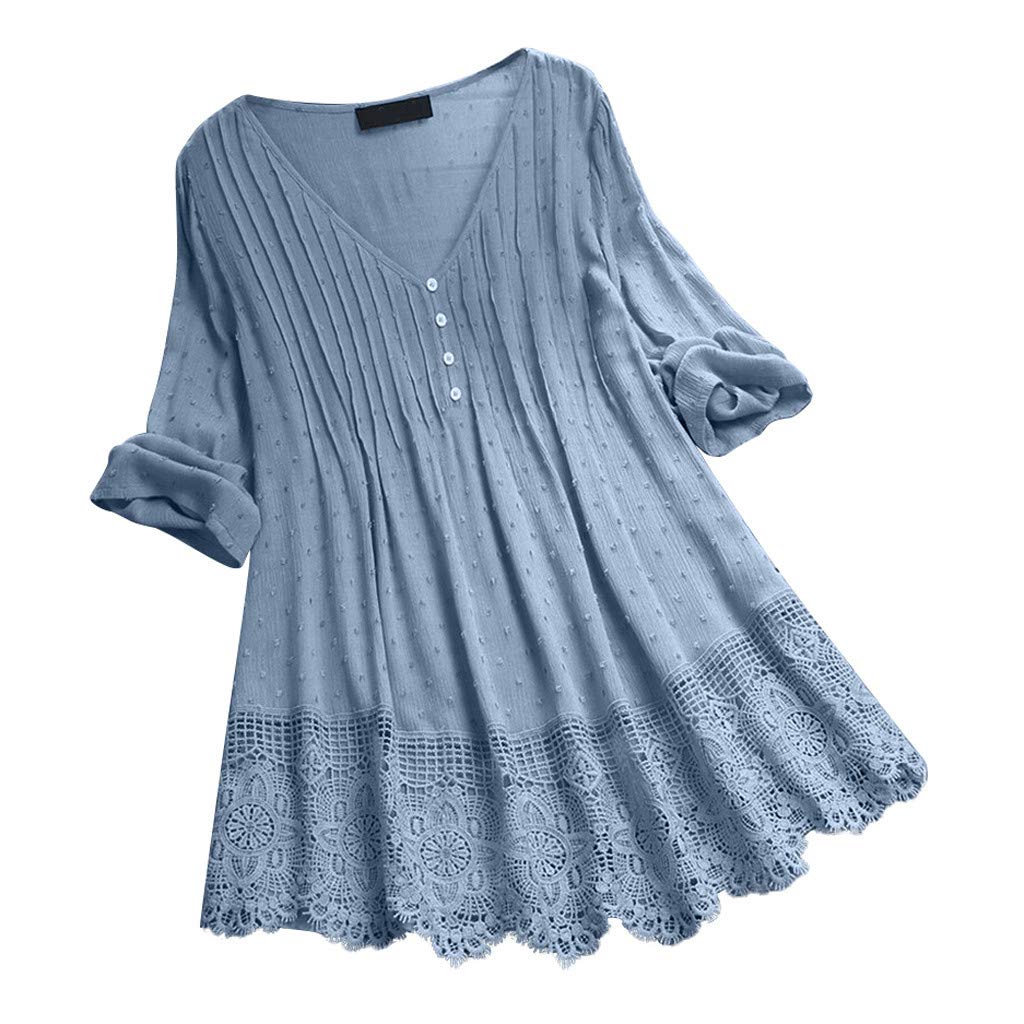 Luadnysin Tops Tunika 3/4 Arm Spitze Rot 3XL