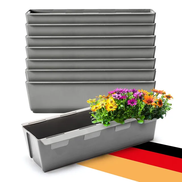BigDean Paletten Blumenkasten 37 cm grau 8er Set