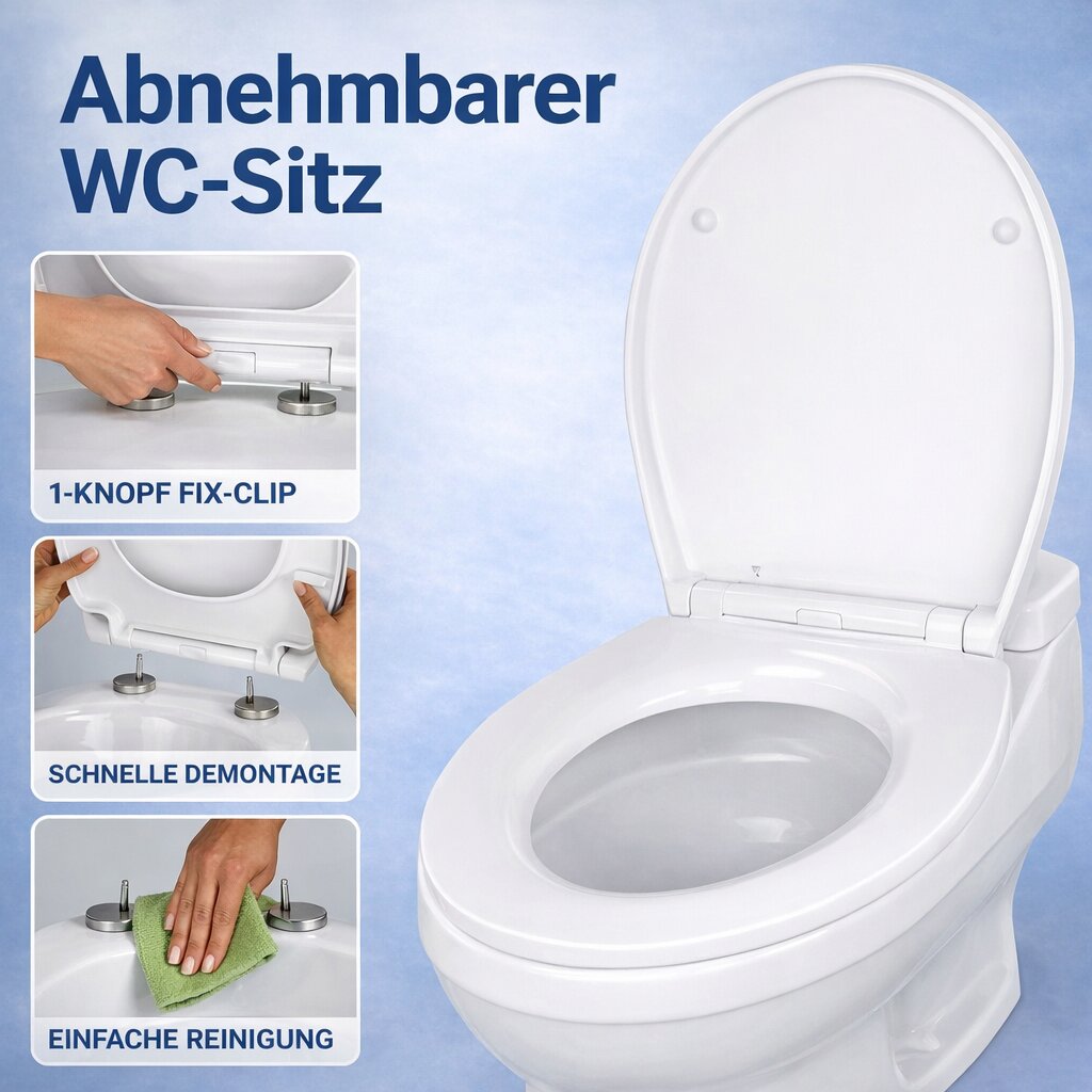 BigDean Bad WC Sitz Duroplast Oval Absenkautomatik Weiß 150kg