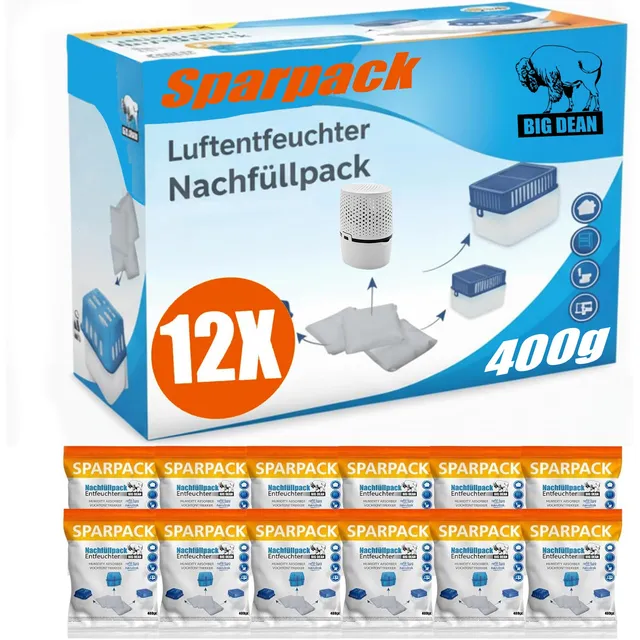 BigDean Luftentfeuchter Nachfüllpack 12x400 g Granulat