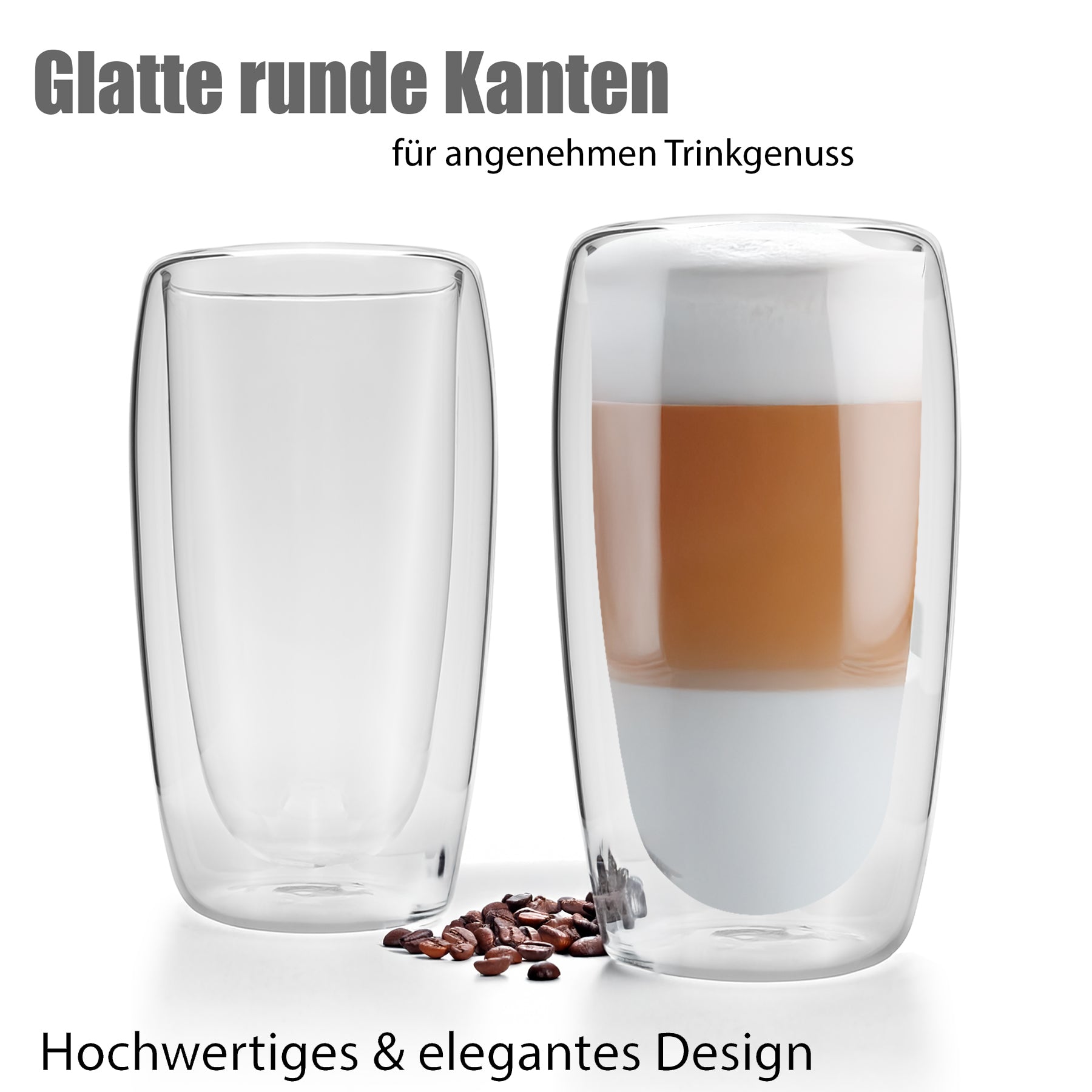 BigDean Küche Latte Macchiato Gläser 350ml 4er doppelwandig