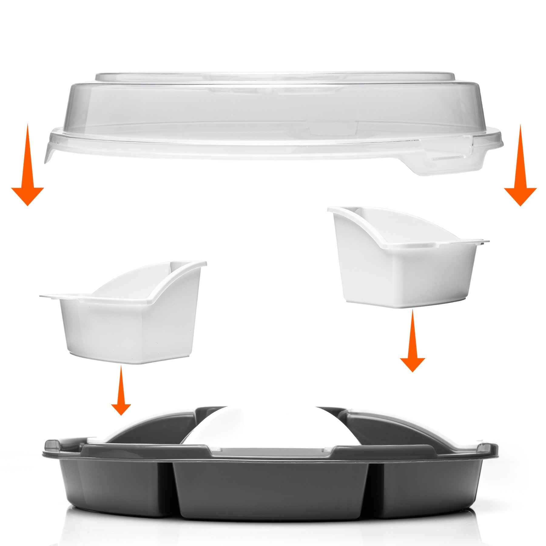 BigDean Küche Snackbox 2 Stück 32cm 6 Fächer mit Deckel