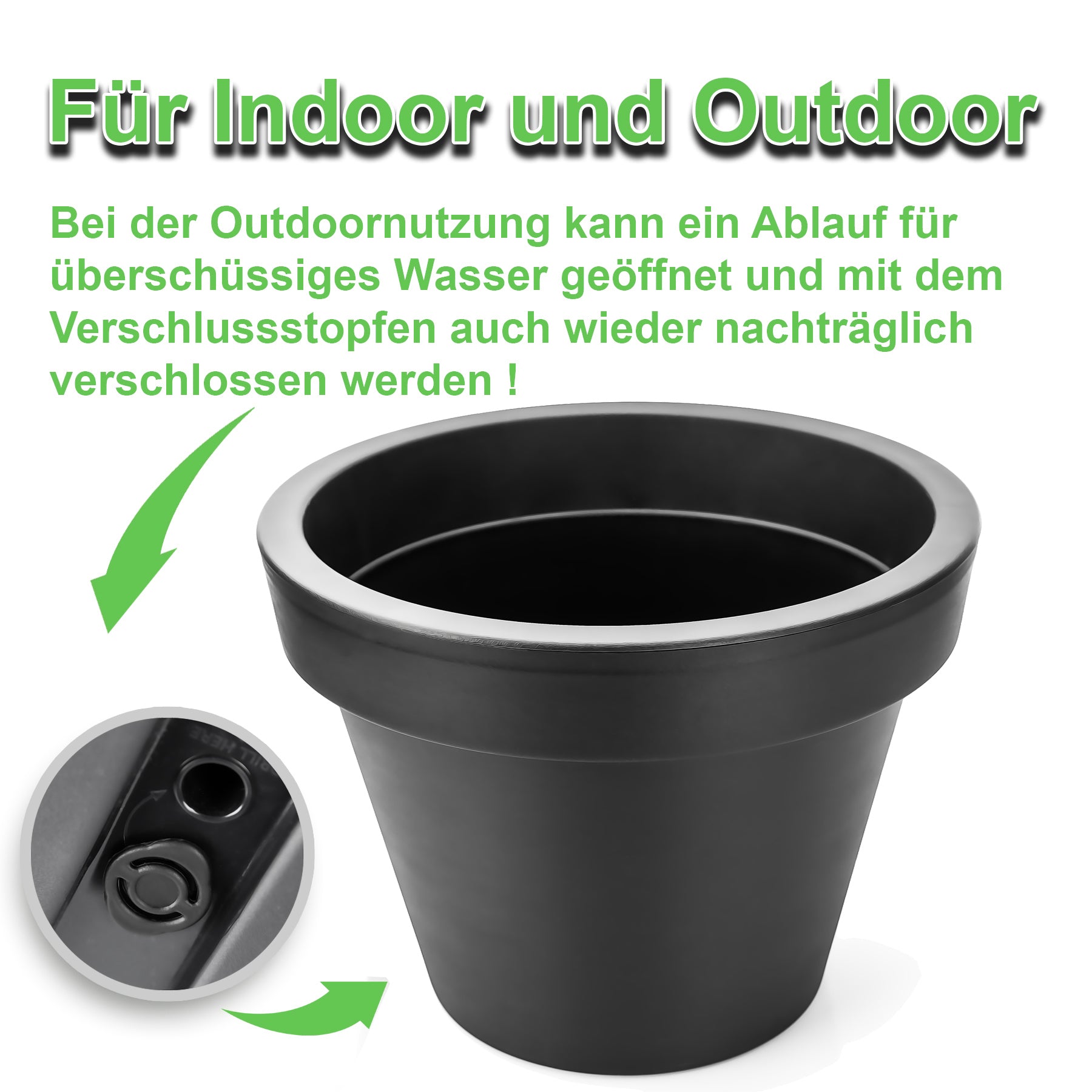 BigDean Garten Blumentopf XXL 60cm Anthrazit 80L mit Rollen