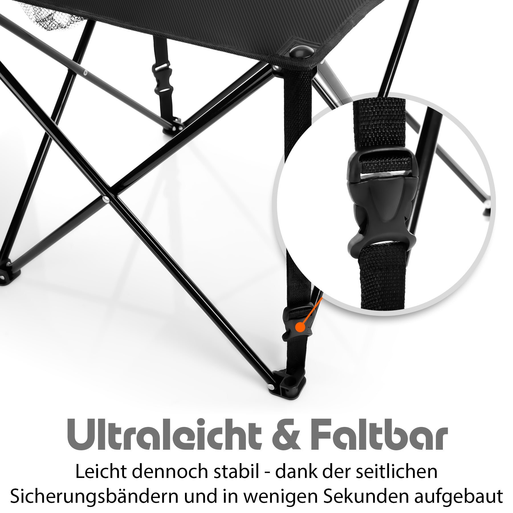 BigDean Garten Campingtisch faltbar schwarz 30kg Getränkehalter