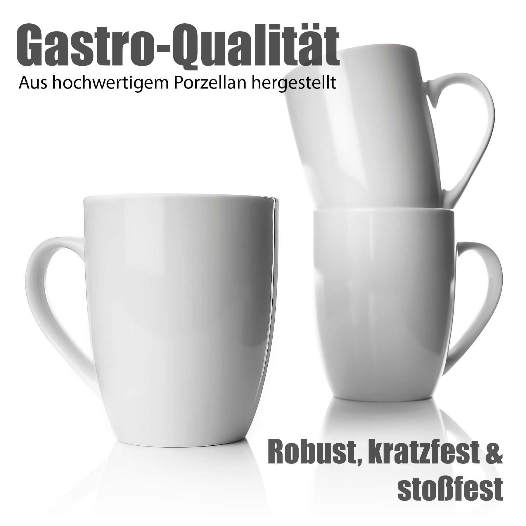 BigDean Küche & Vorrat Kaffeebecher Porzellan 300ml 6 Stück weiß