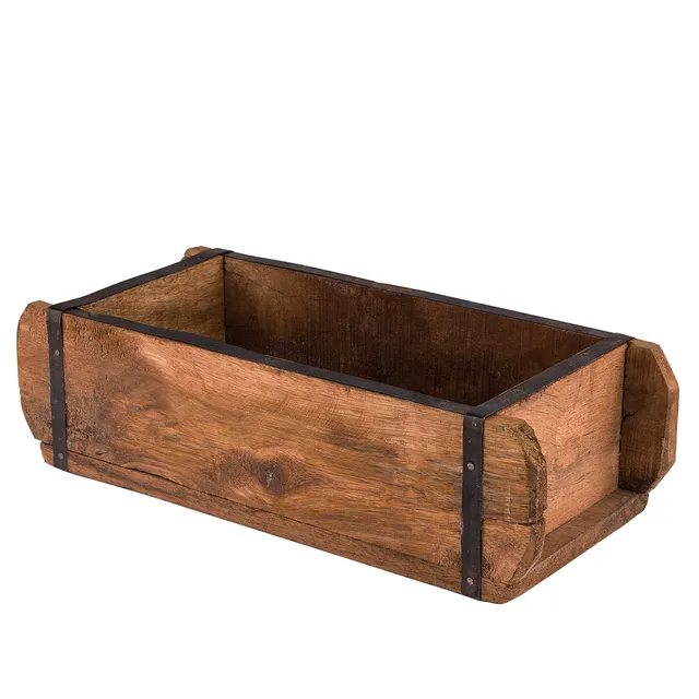 BigDean Ziegelform Holzkiste Vintage 32x14x9 cm Braun
