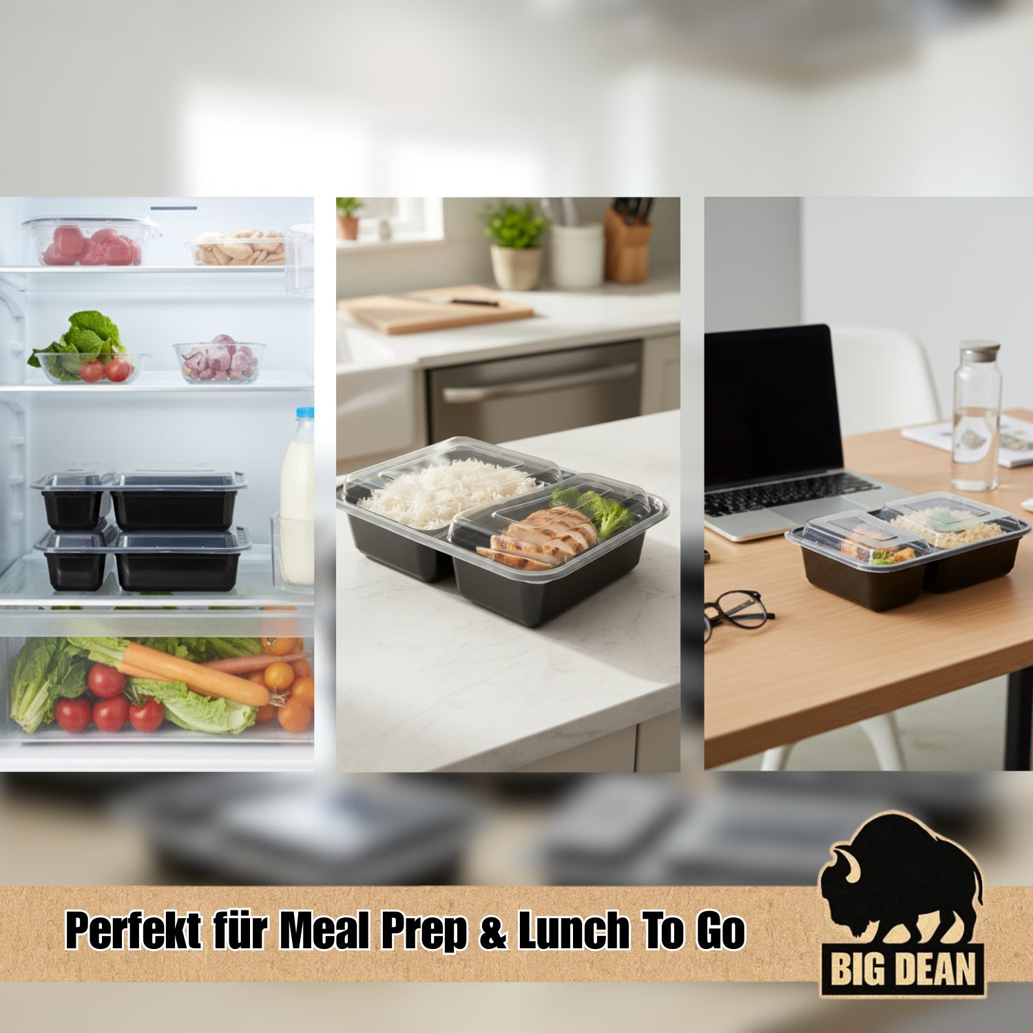 BigDean Küche Meal Prep Boxen 10 Stk 2 Fächer BPA-frei