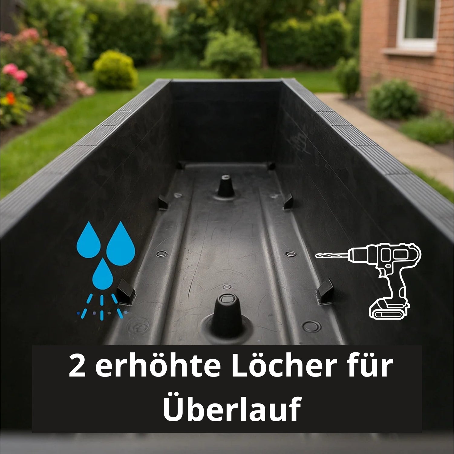 BigDean Garten Blumenkasten 2er 80cm Anthrazit Untersetzer