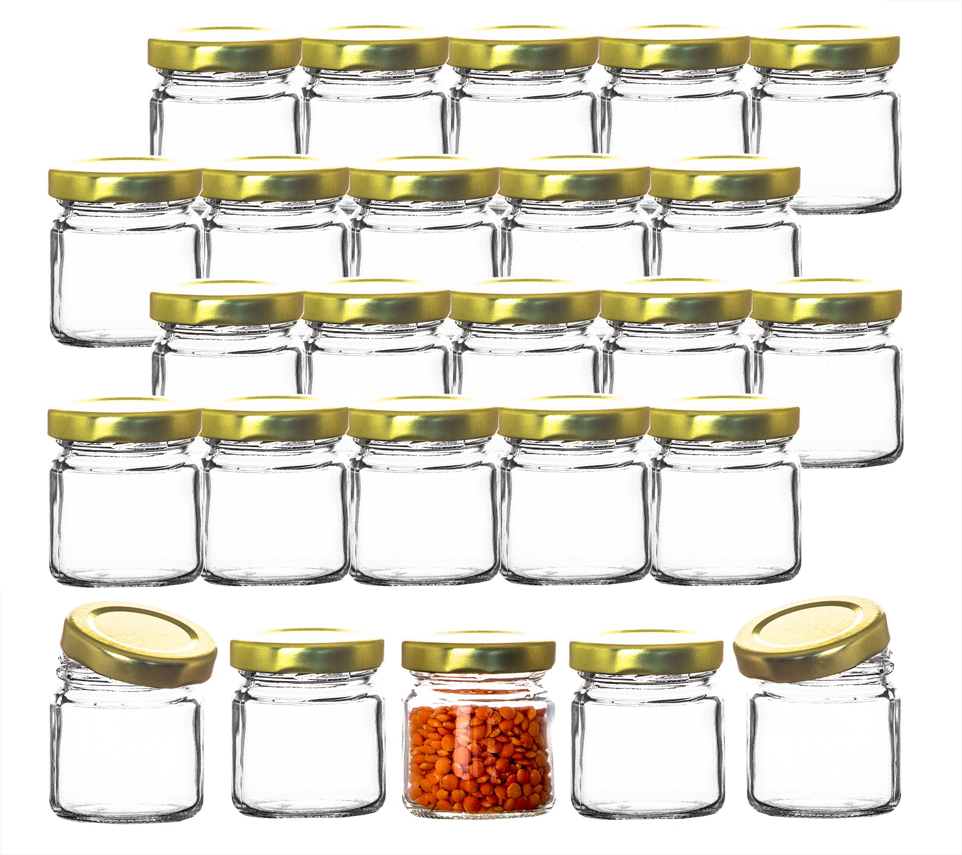 BigDean Küche Marmeladengläser 53ml 25er Mini Gold