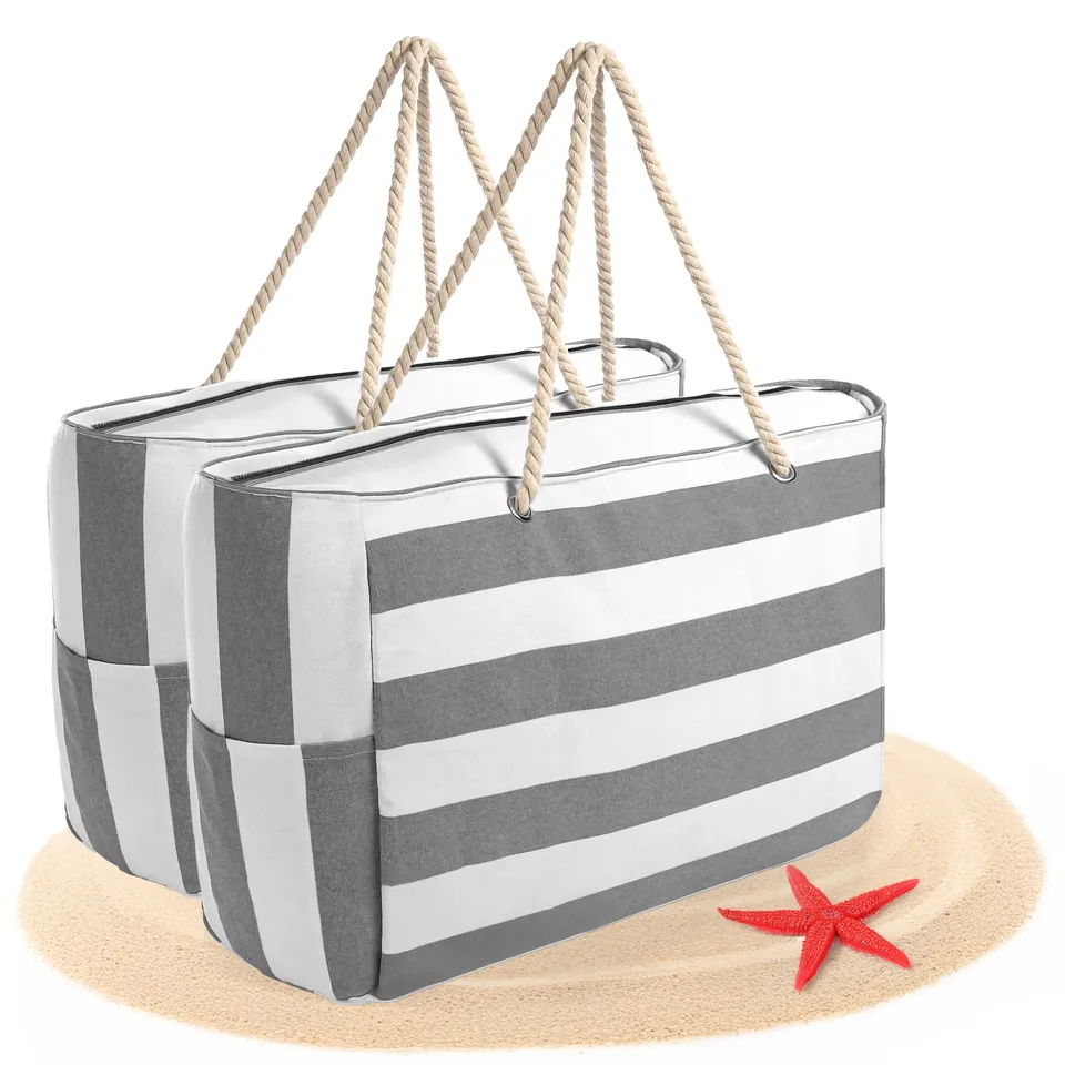 BigDean Strandtasche XXL 2 Stück Badetasche mit Reißverschluss