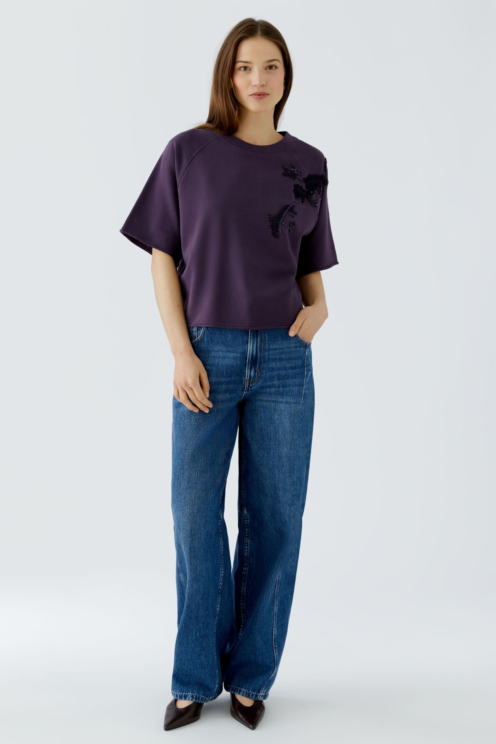 Oui Pullover & Cardigans Sweatshirt Pailletten bestickt