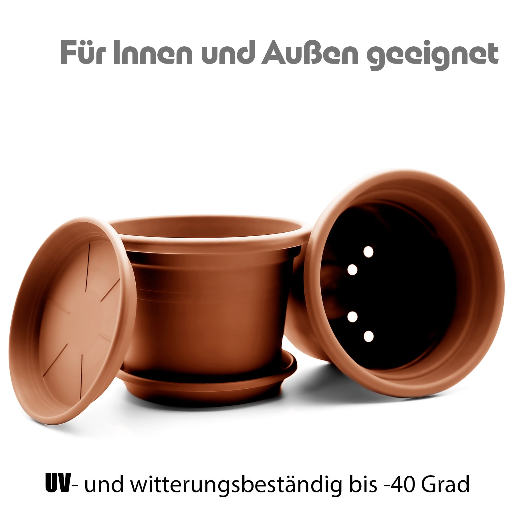 BigDean Blumentopf 35cm Terrakotta 8er mit Untersetzer