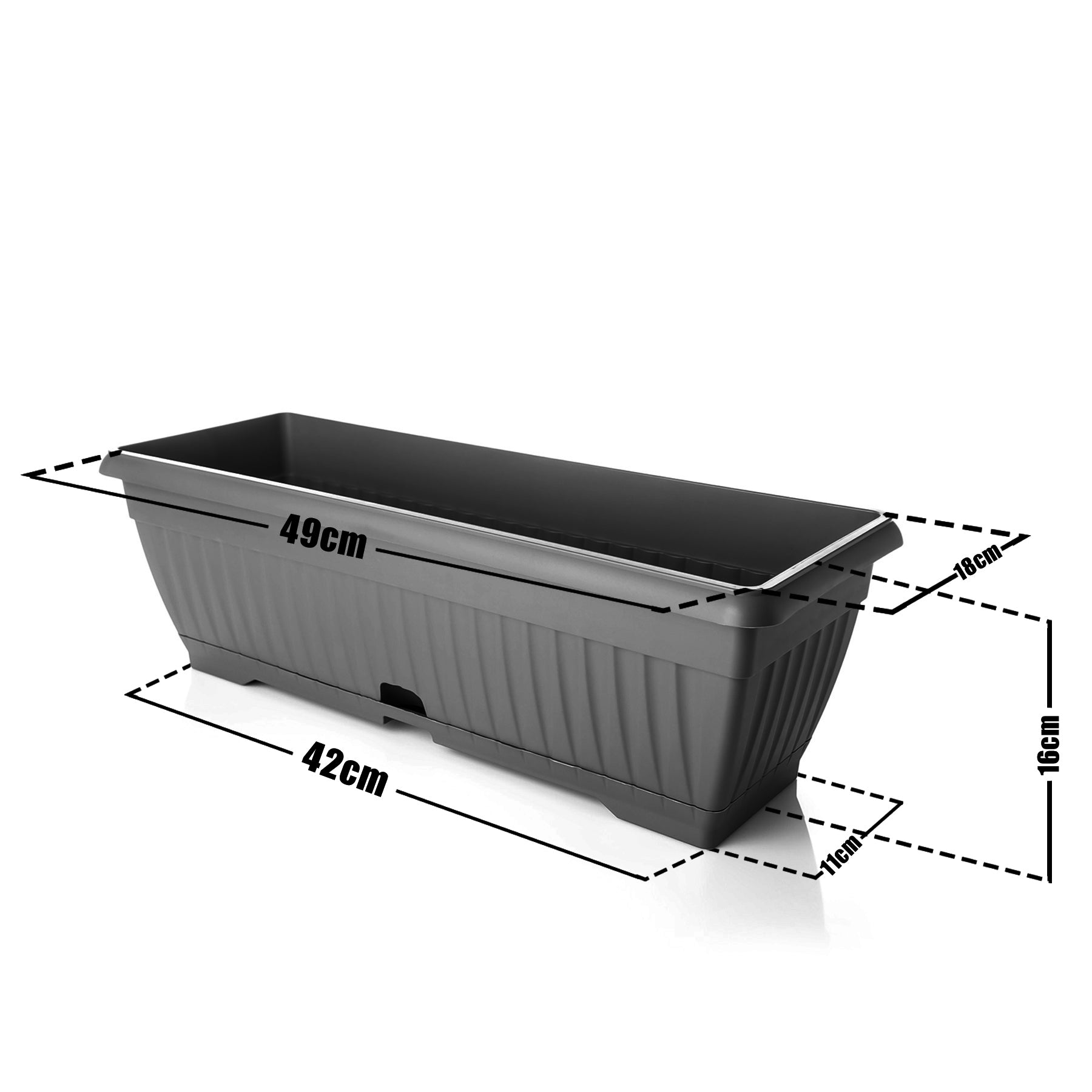 BigDean Blumenkasten 50cm Anthrazit Untersetzer Wasserspeicher