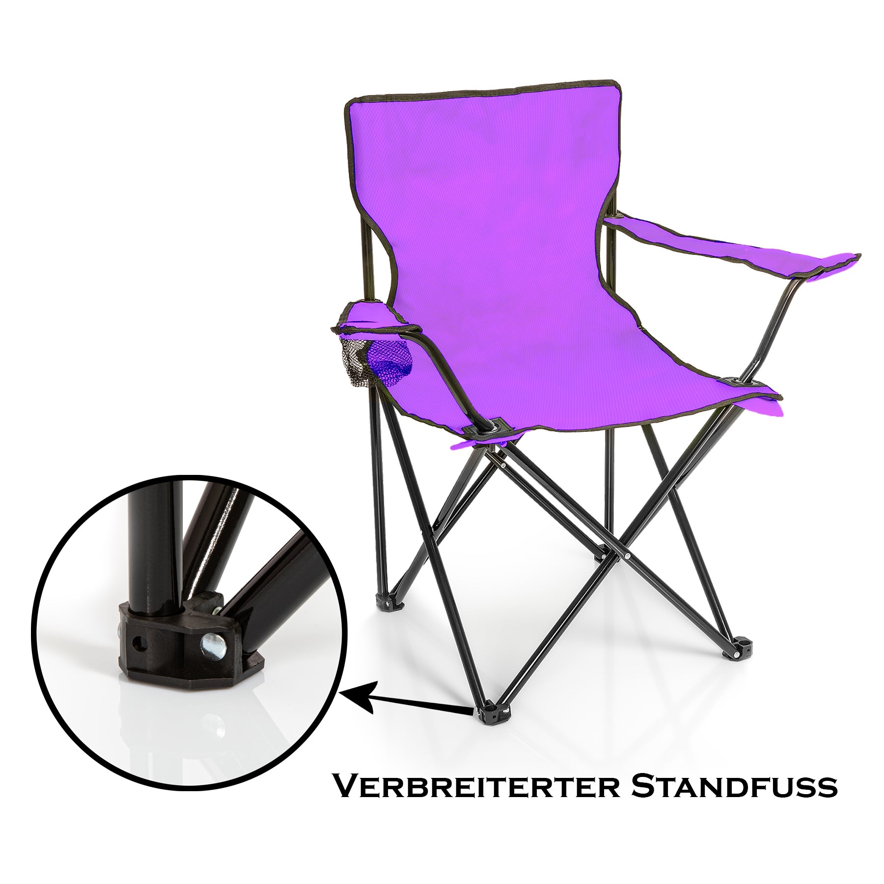 BigDean Faltstuhl Lila Campingstuhl Klappstuhl mit Getränkehalter
