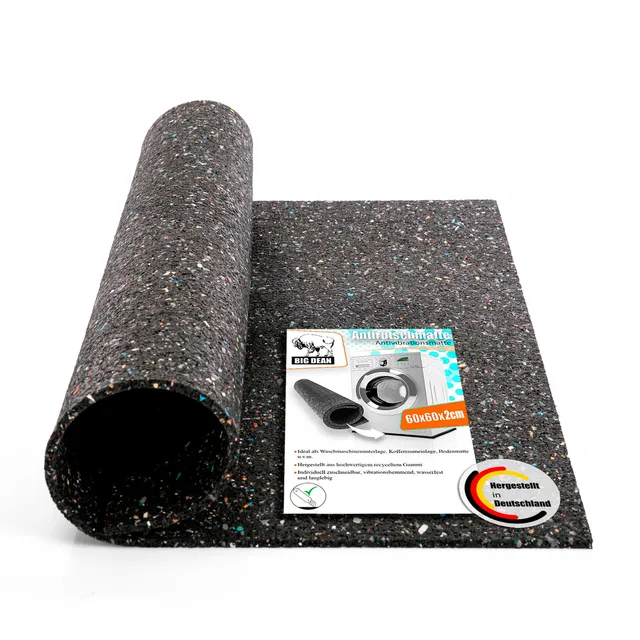 BigDean Antivibrationsmatte 60x60 cm Gummimatte 2cm Schwarz