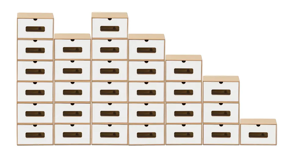 BigDean Haushalt & Alltag 30x Schuhbox braun-weiß Sichtfenster stapelbar