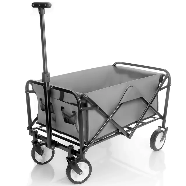 BigDean Garten Bollerwagen faltbar grau 80kg kompakt